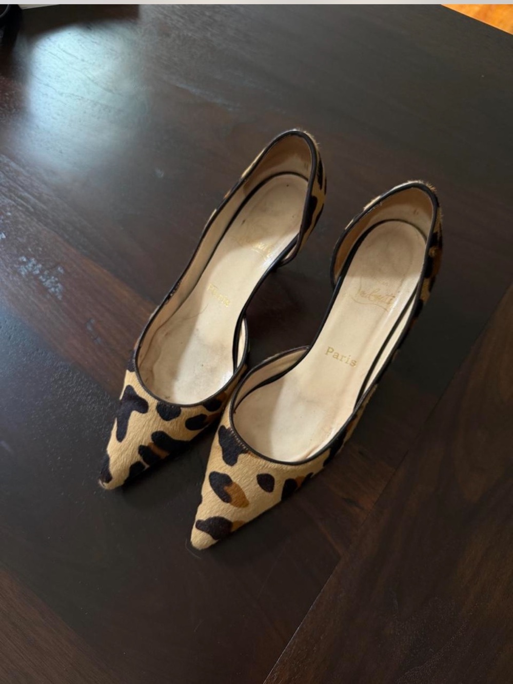 Christian Louboutin Pony Hair Leopard Print Pointed Toe Women’s heels